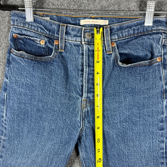 Levis Jeans Wedgie Straight Mid Wash Cut Off Womens Size 27x26 #1832 - Picture 9 of 11